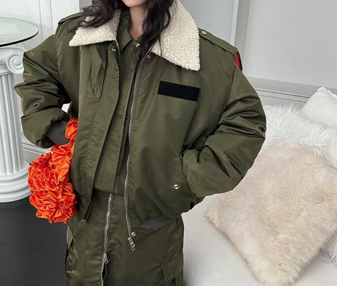 毛毛領空軍背心