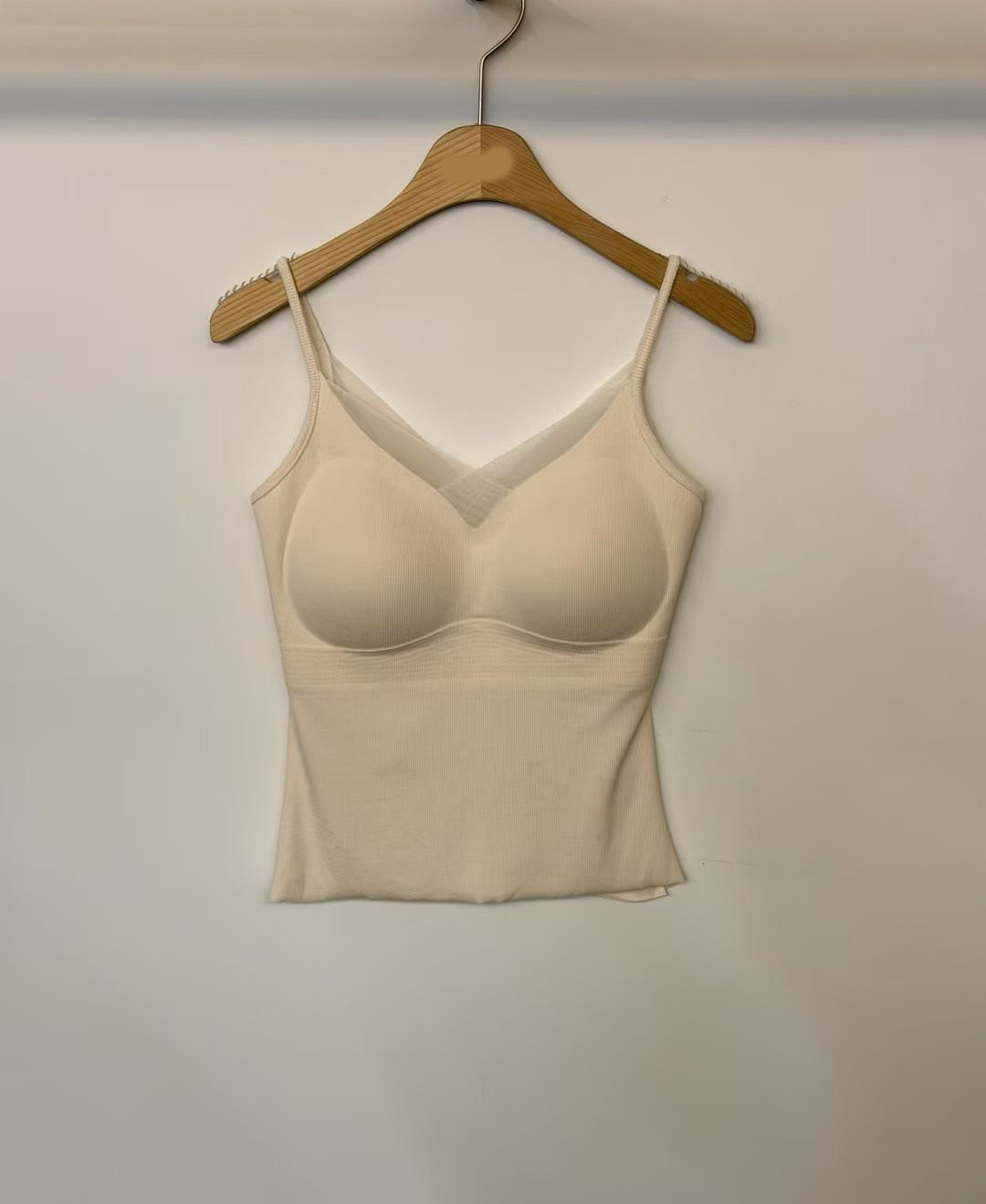 拼接同色系紗質細肩帶背心BraTop / 4色