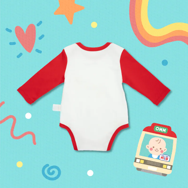 OMYMONSTER - Mini B 可愛阿B 長袖包屁衣 (紅色）