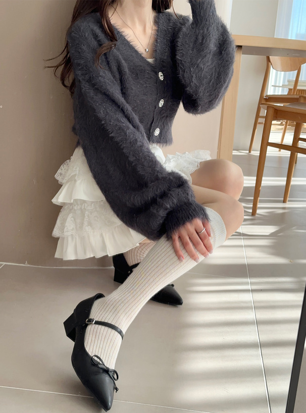 GRL 珍珠金絲絨毛針織衫 六色