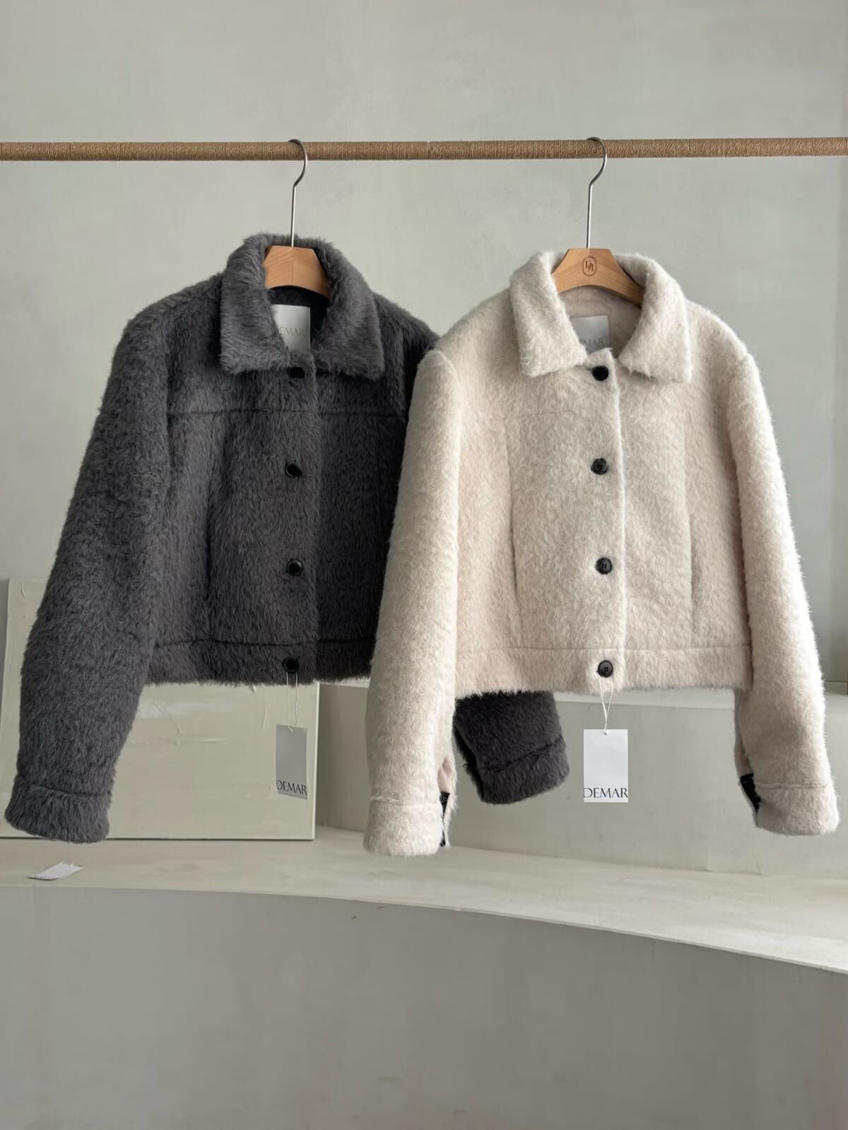 DM5303 軟綿毛毛翻領質感鈕扣外套