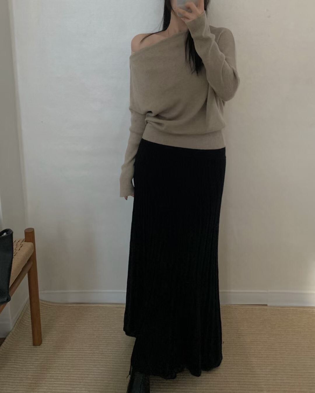 優雅女子鬆緊腰彈力百褶裙A字針織裙-F / 3色