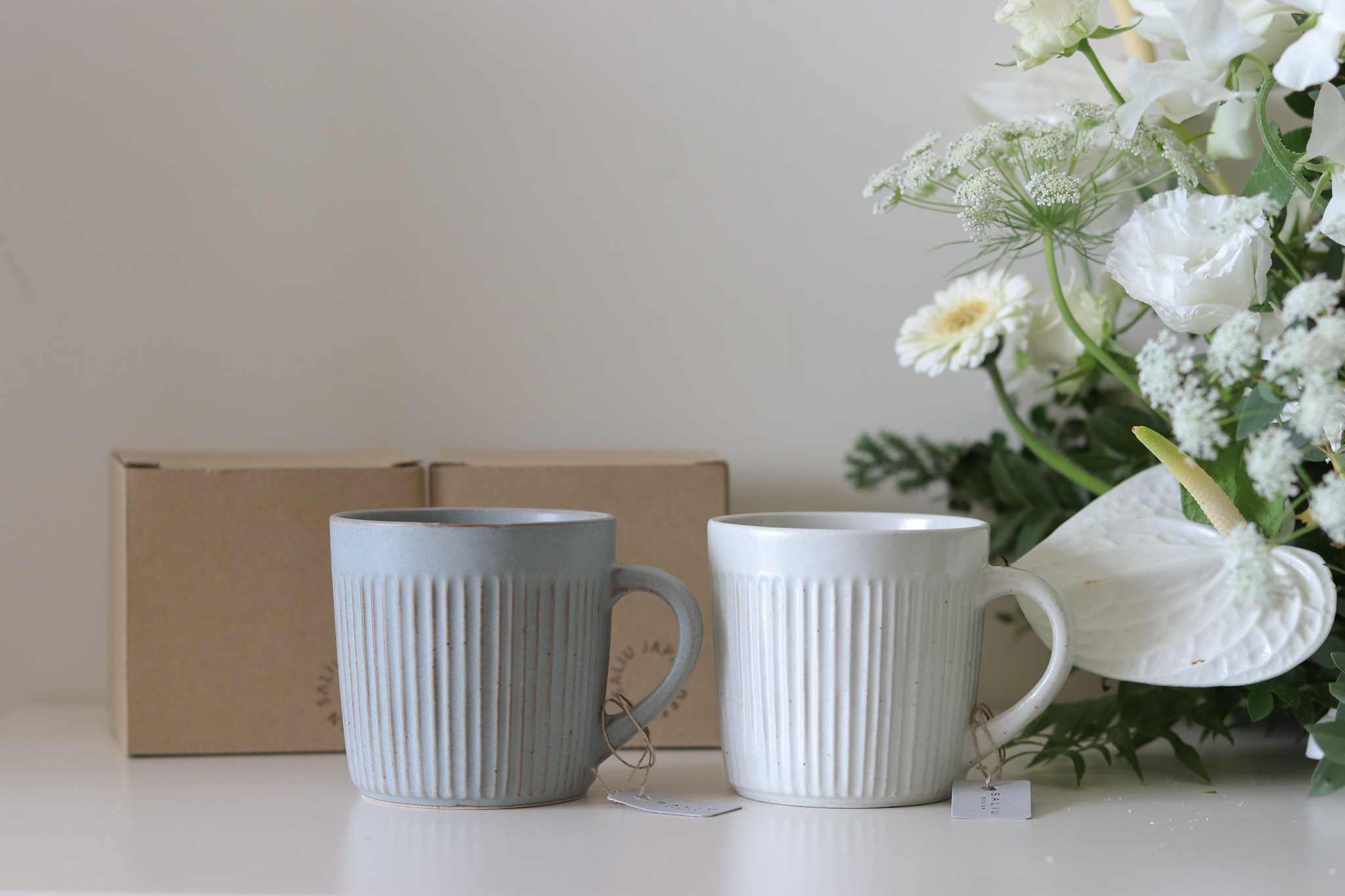 日本 美濃燒 SALIU 刻紋 馬克杯