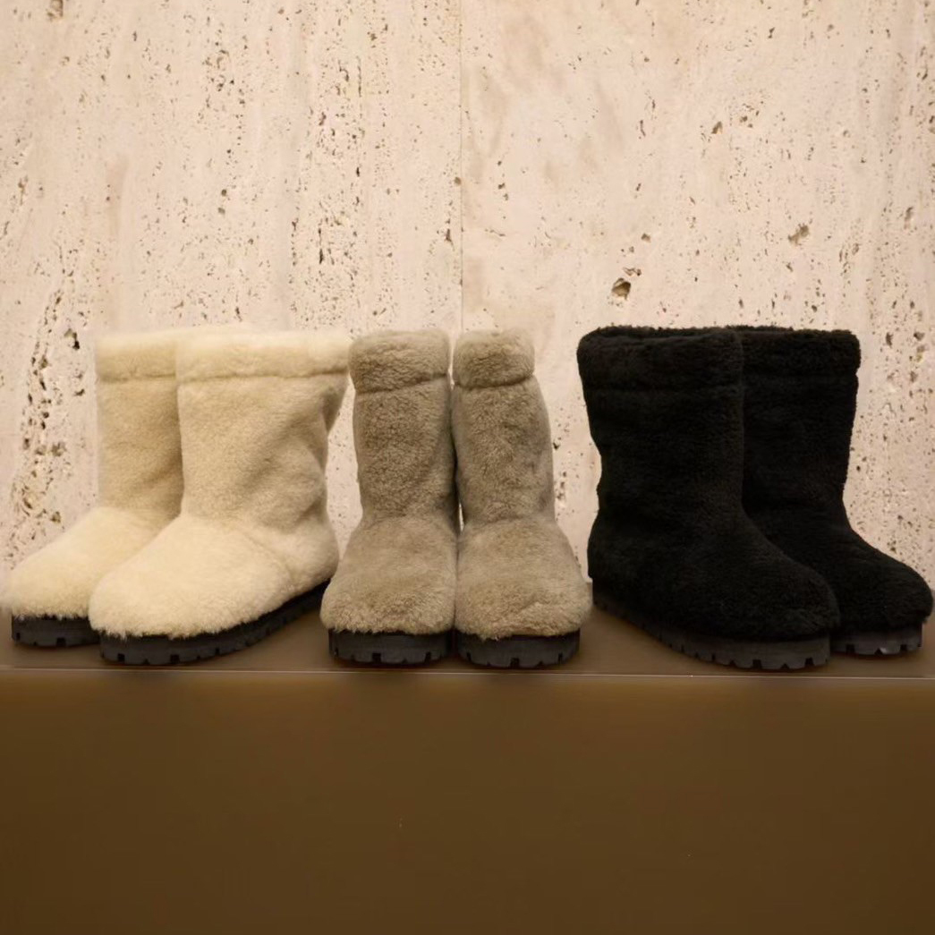 可愛毛絨絨皮草厚底雪靴雪地靴 / 3色