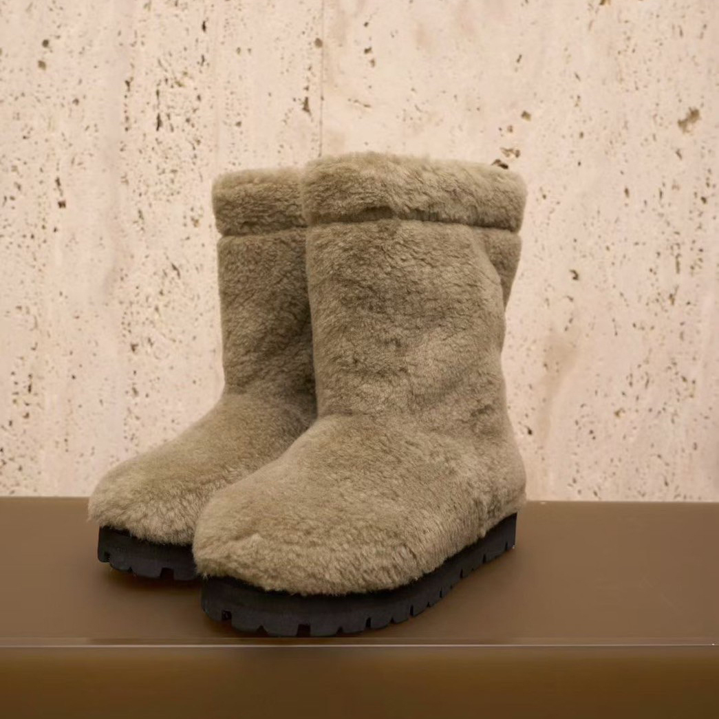 可愛毛絨絨皮草厚底雪靴雪地靴 / 3色