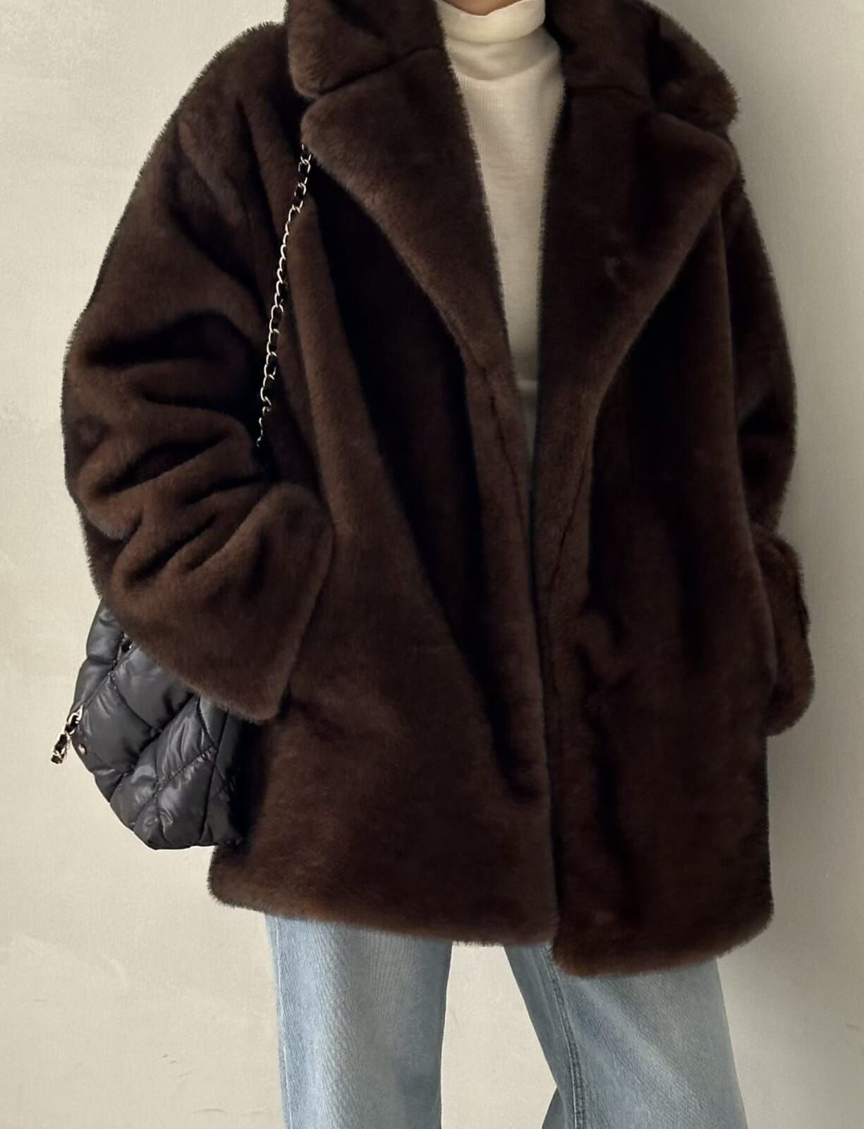 DM5308 質感軟綿綿毛毛開領外套