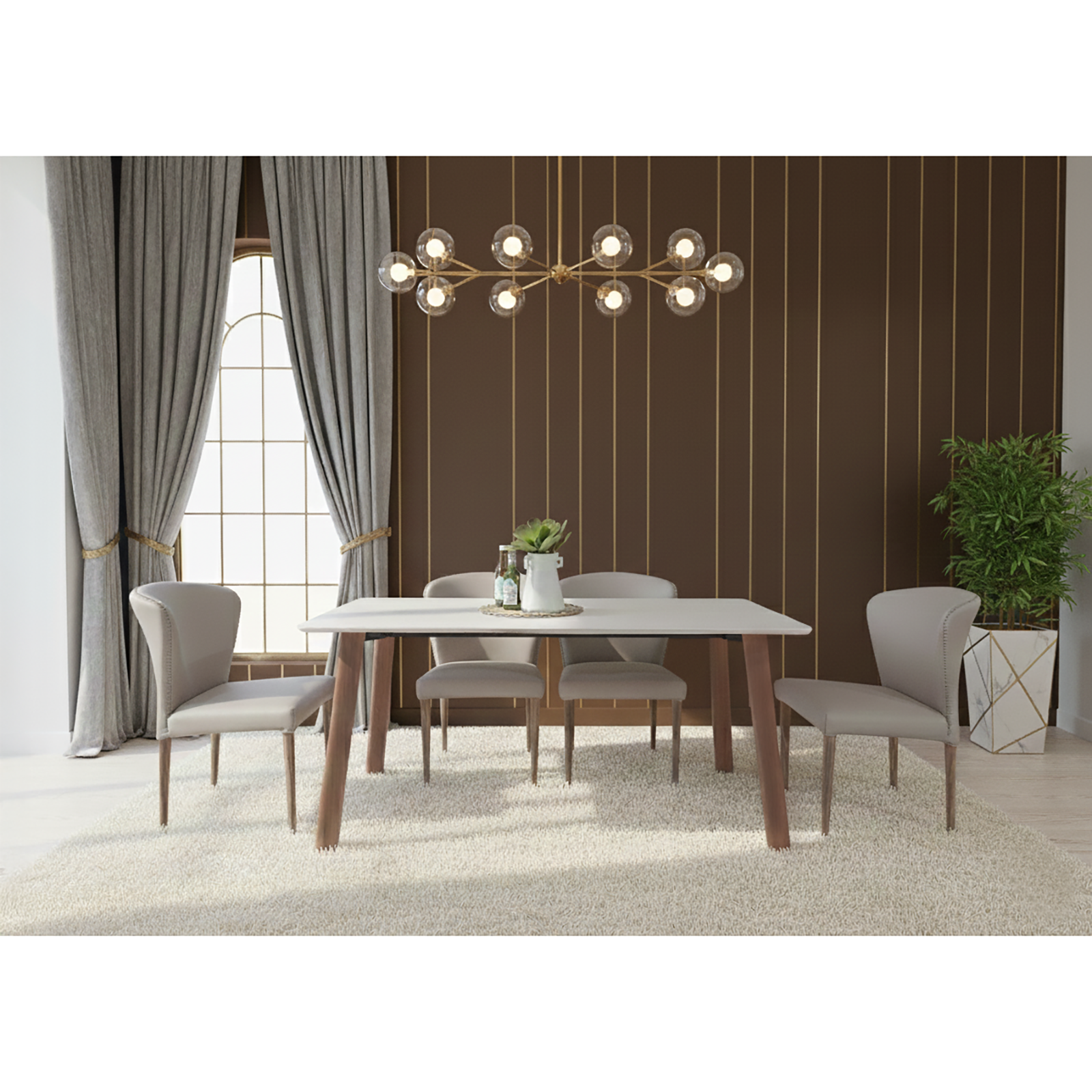 Bela 大理石紋石英石餐桌/美胡色腳座140/160/180cm〔DS240WC〕