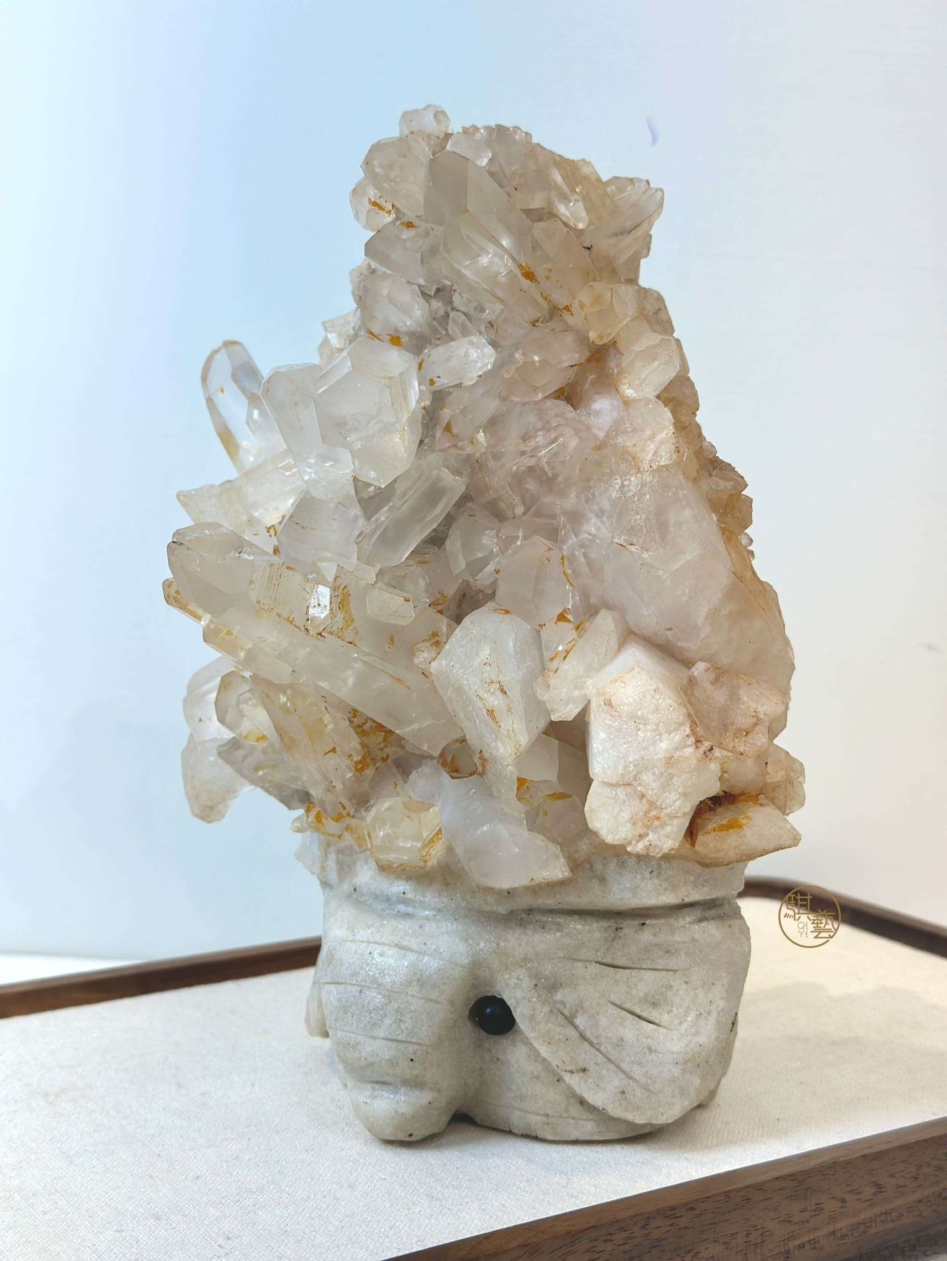 白水晶簇大象｜淨化鎮宅・智慧守護・穩財招福