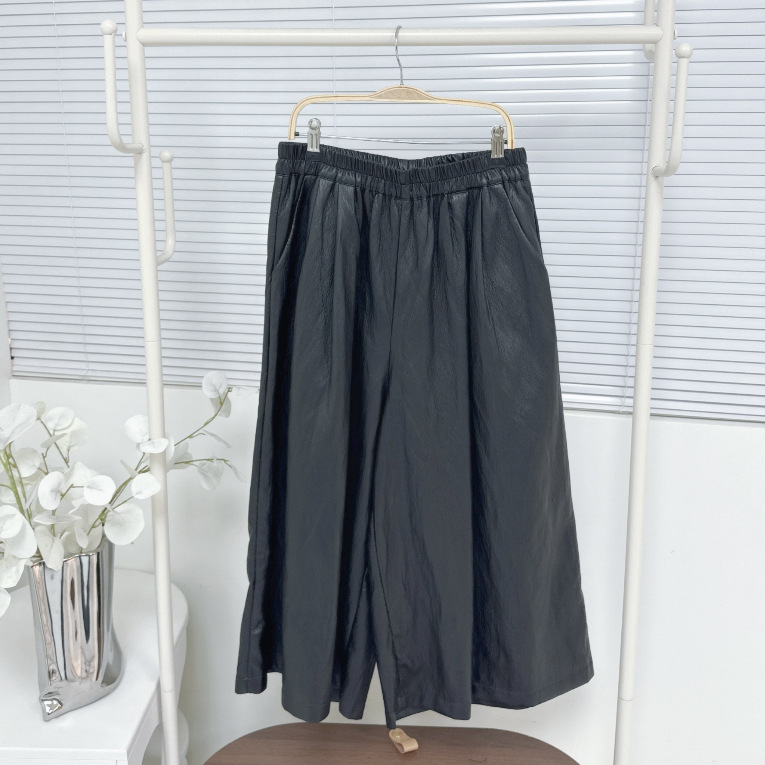 【廠家制】全橡筋腰仿皮長褲 (H3)