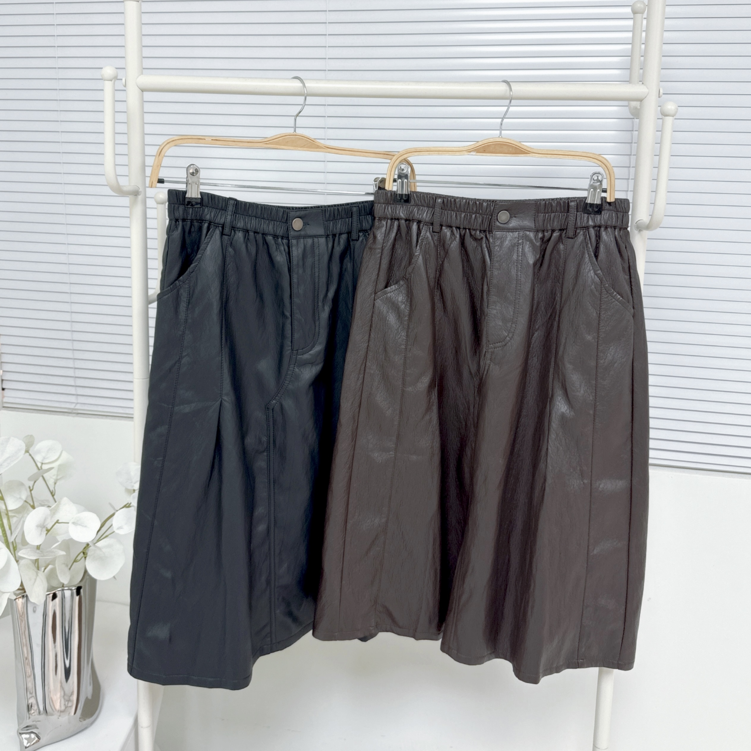 【廠家制】全橡筋腰仿皮半裙 (H4-H5)