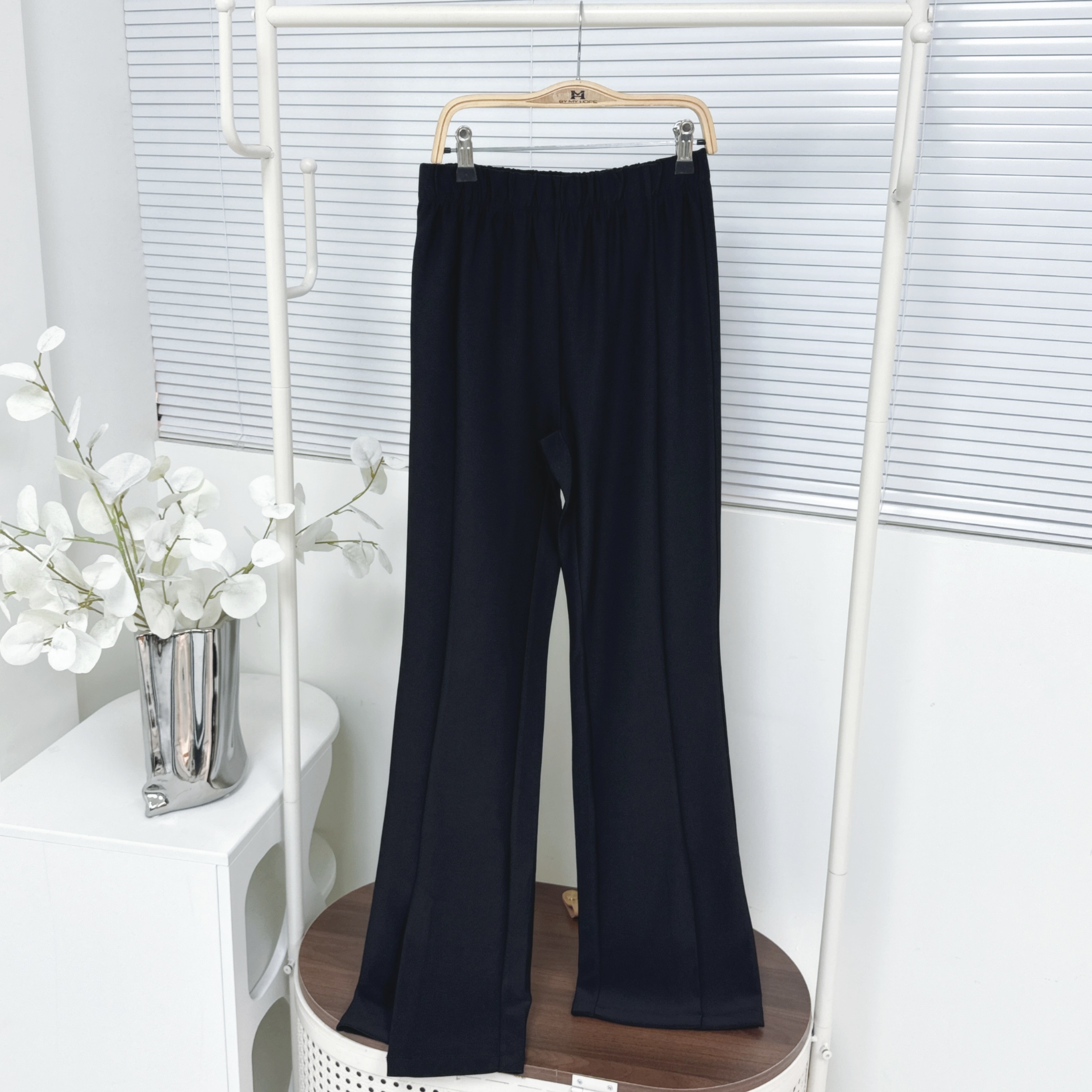 【自家制】全橡筋腰前開叉小喇叭褲 (H17)