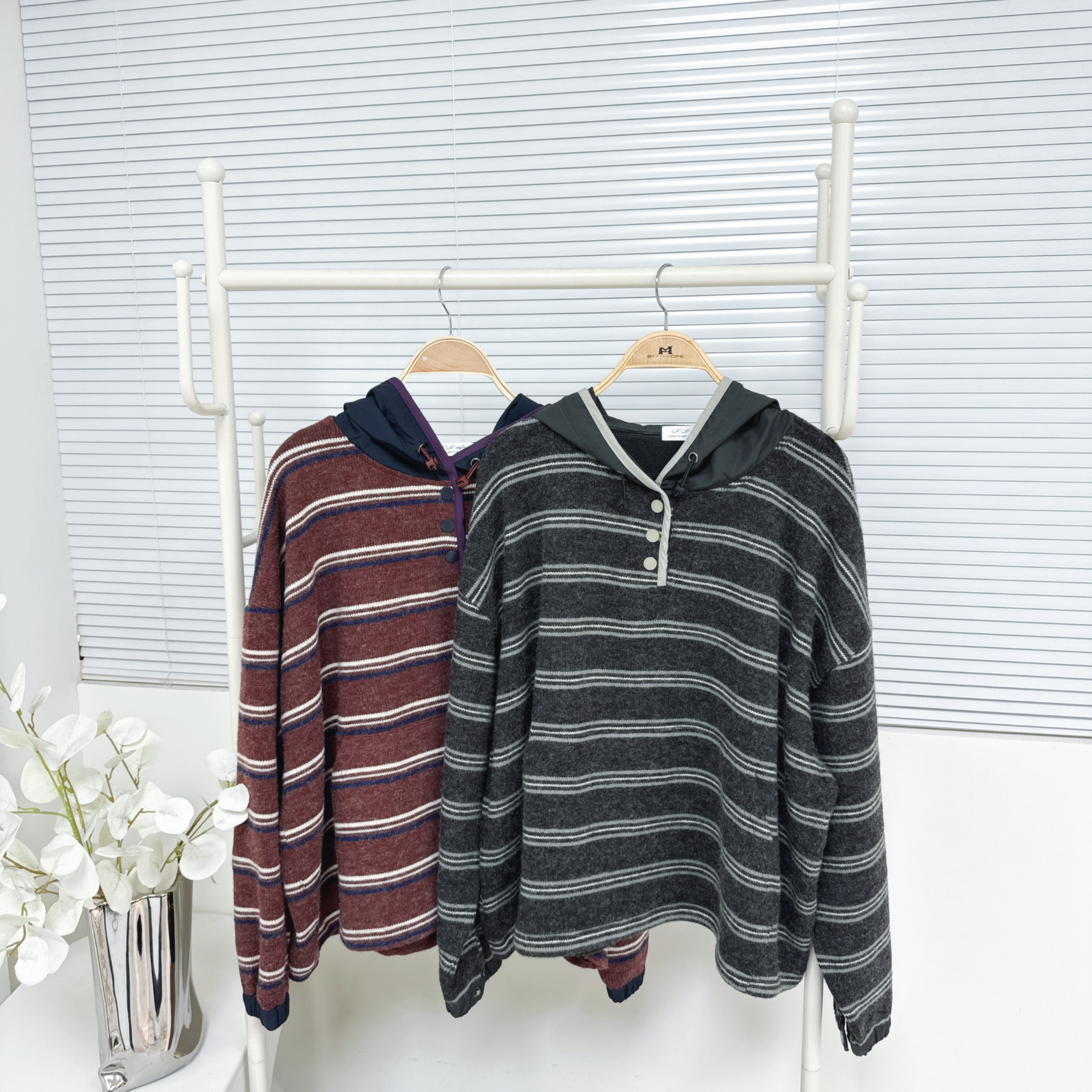 【廠家制】橫間風衣帽長袖TOP (H20-H21)