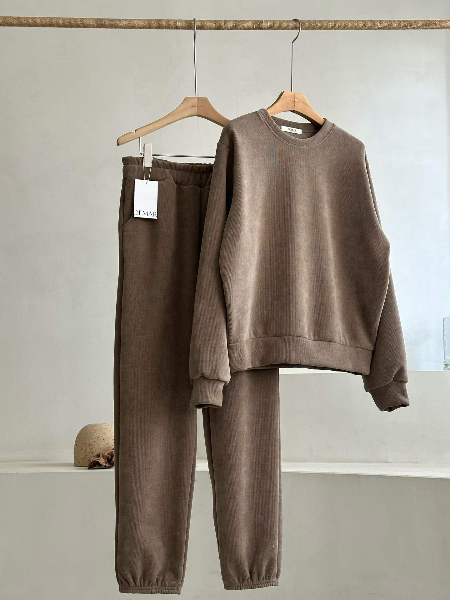 DM5314 圓領衛衣橡筋腰休閑褲套裝