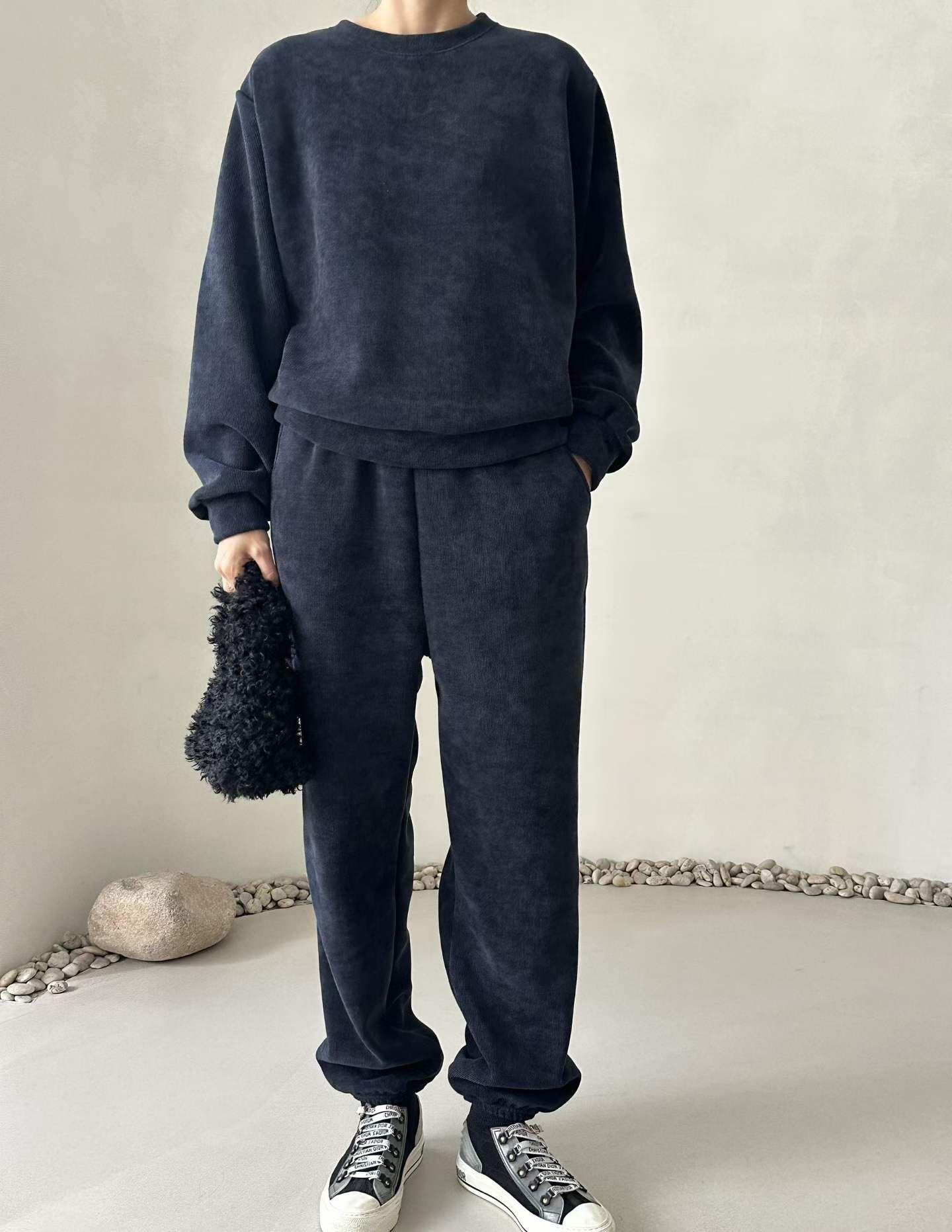 DM5314 圓領衛衣橡筋腰休閑褲套裝