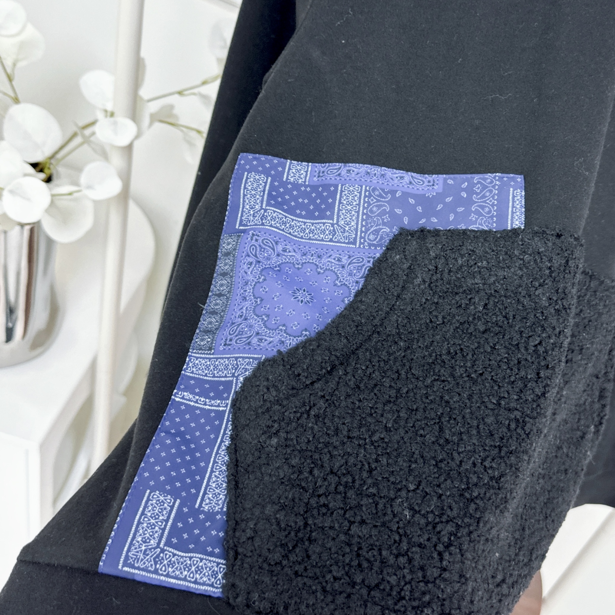 【廠家制】羔毛袋拼花布長袖TOP (H18-H19)