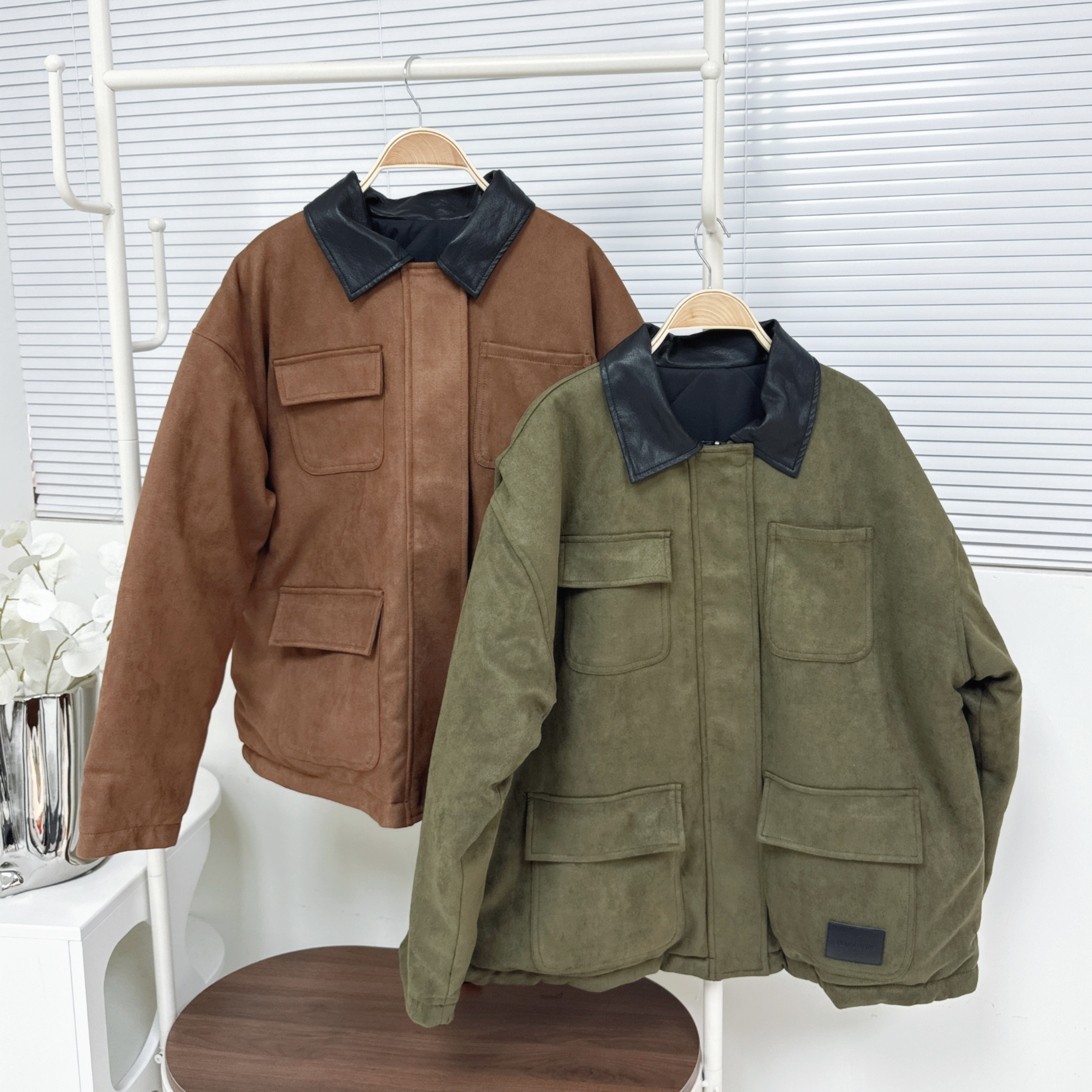 【自家制】壺蘆紋x麂皮雙面夾棉外套 (H15-H16)