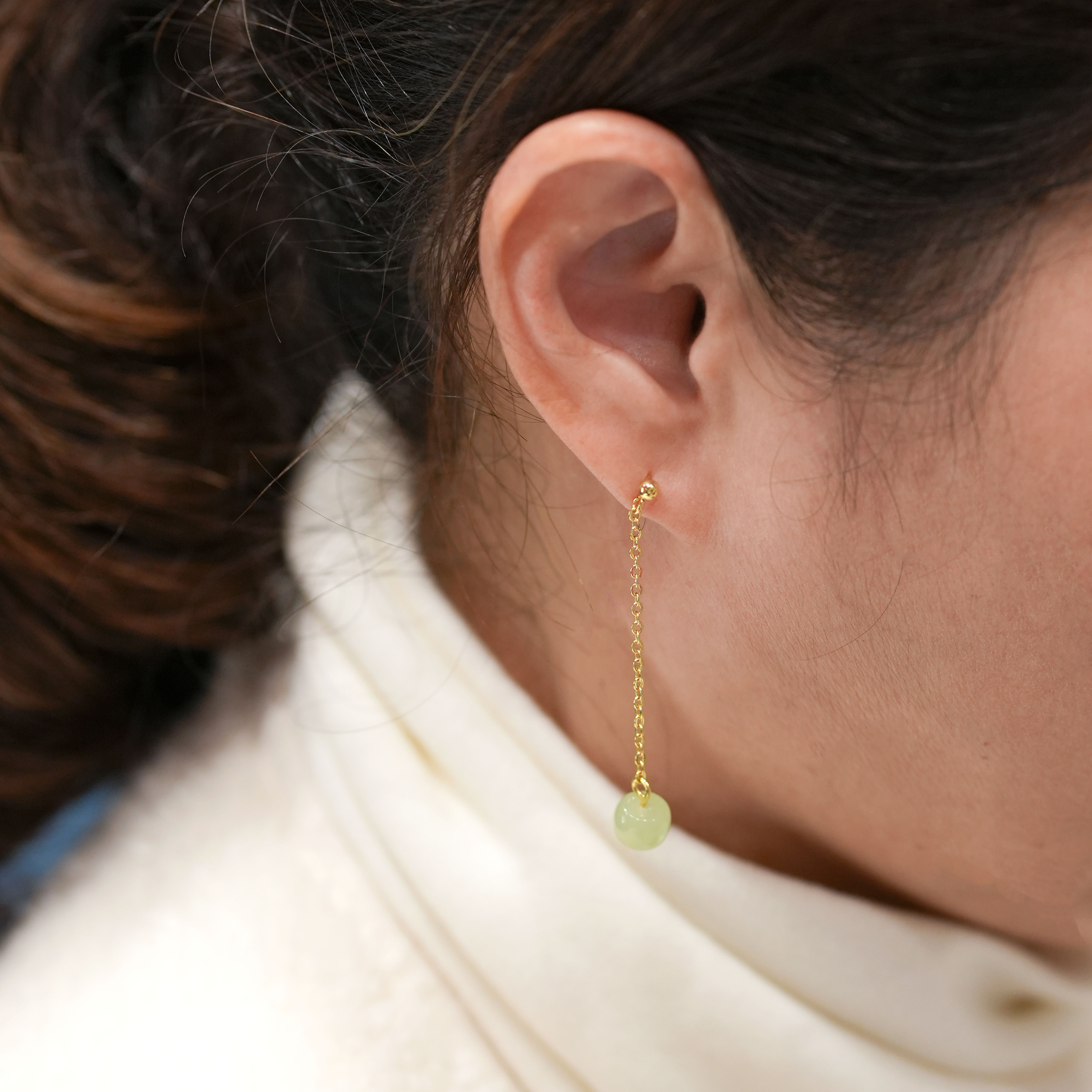 清綠人造石長墜耳環