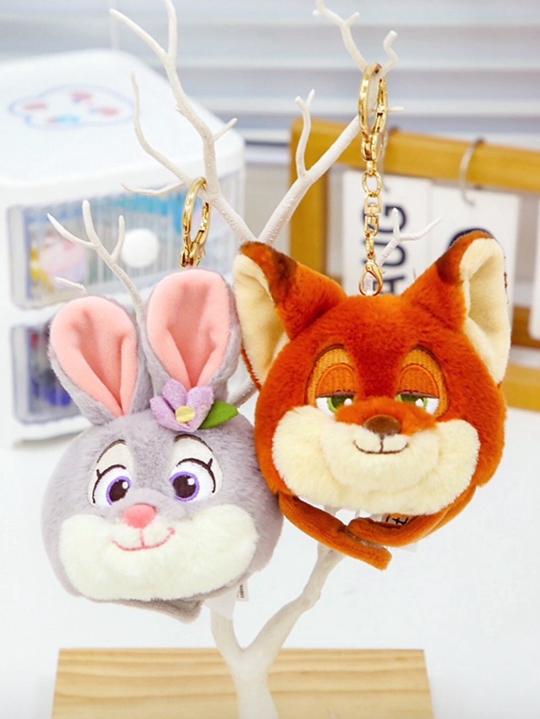 正版授權 動物方城市 尼克&朱蒂 毛絨鑰匙扣