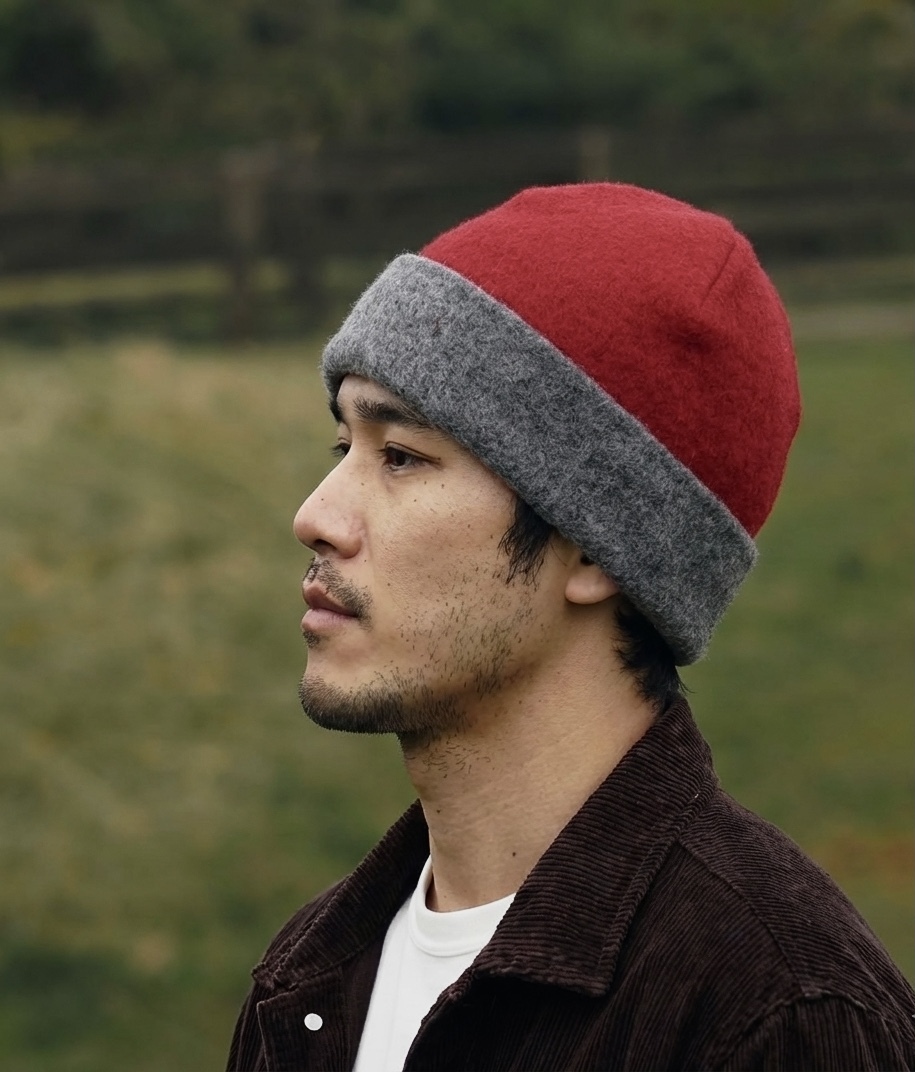 羊駝針織帽｜紅／灰｜厄瓜多