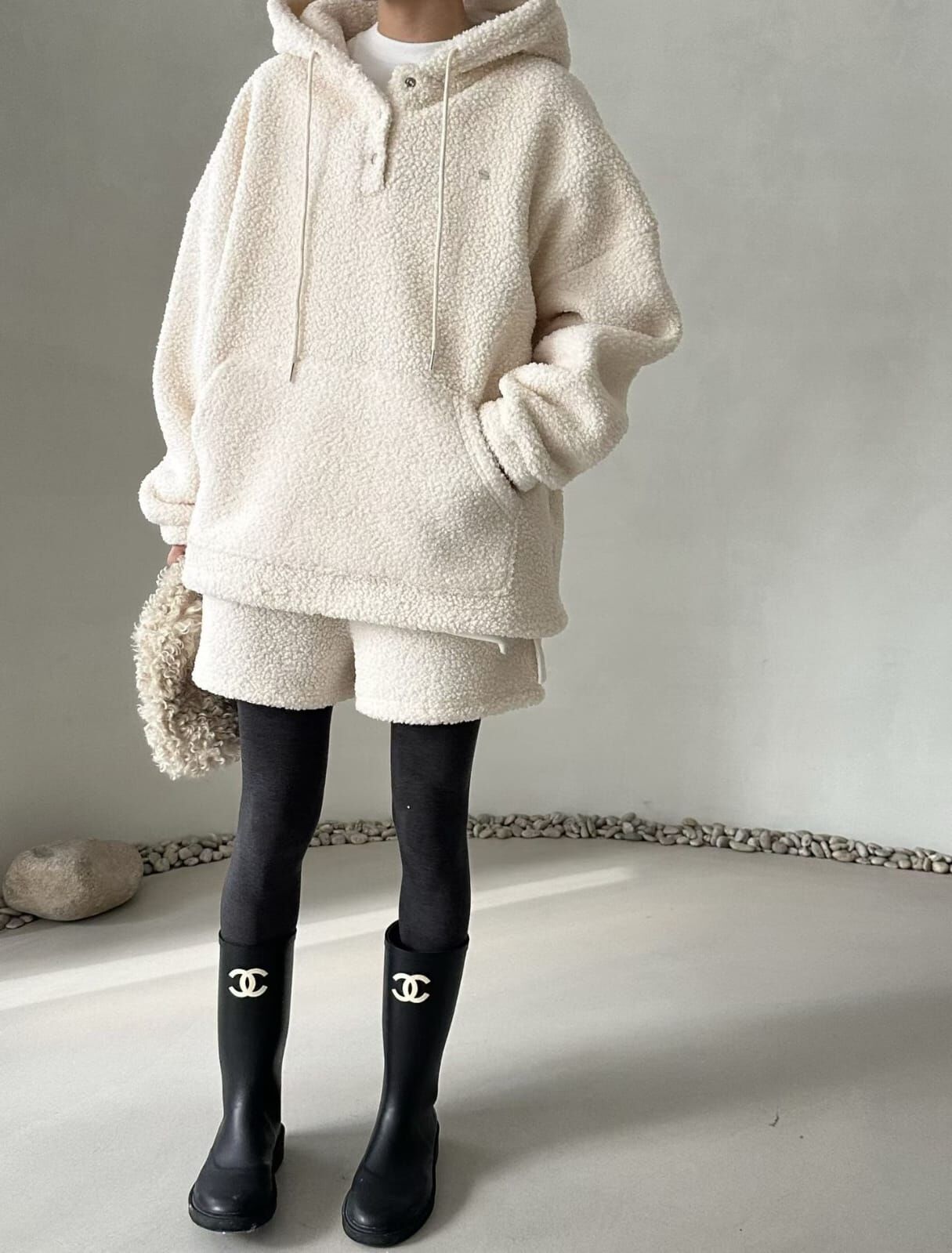 DM5305 羊羔毛毛啪扣連帽衛衣