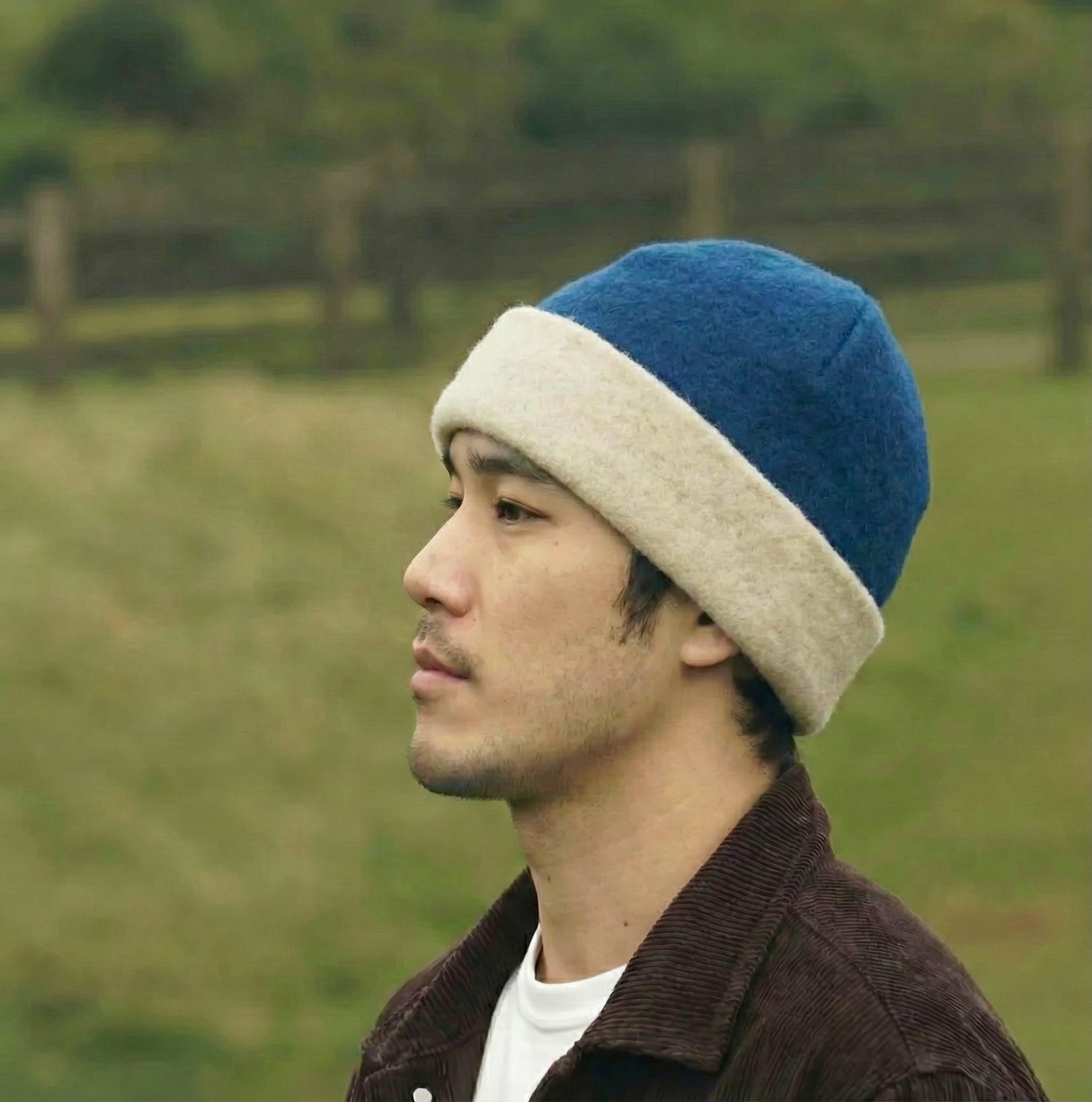 羊駝針織帽｜米白／藍｜厄瓜多