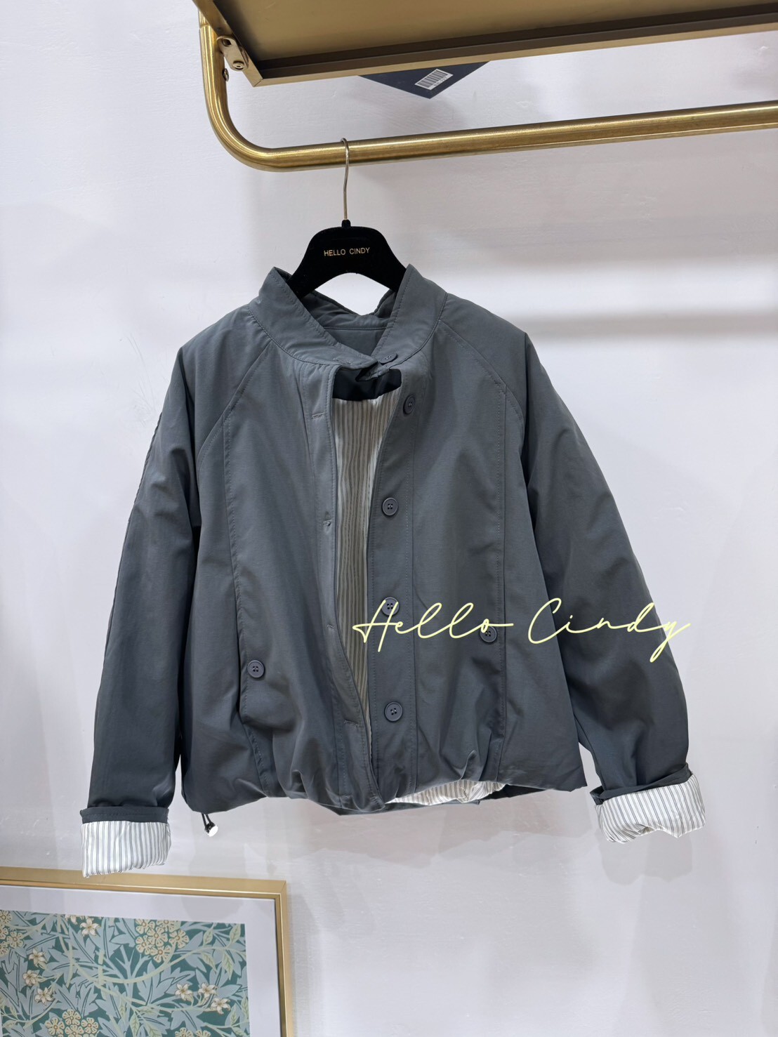 B12075 版型還不錯的條紋內裡顯瘦鋪棉外套