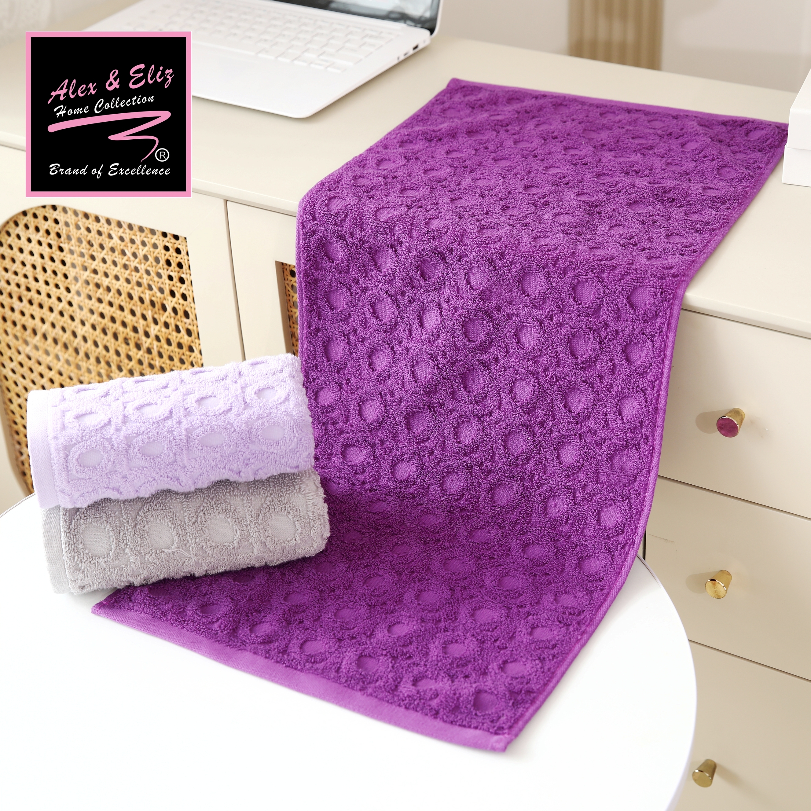 純棉毛巾 - 圓點款面巾