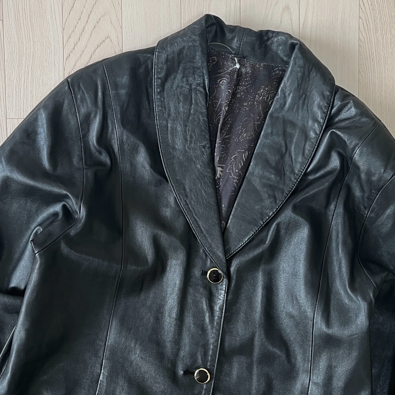 黑色意大利羊皮皮褸