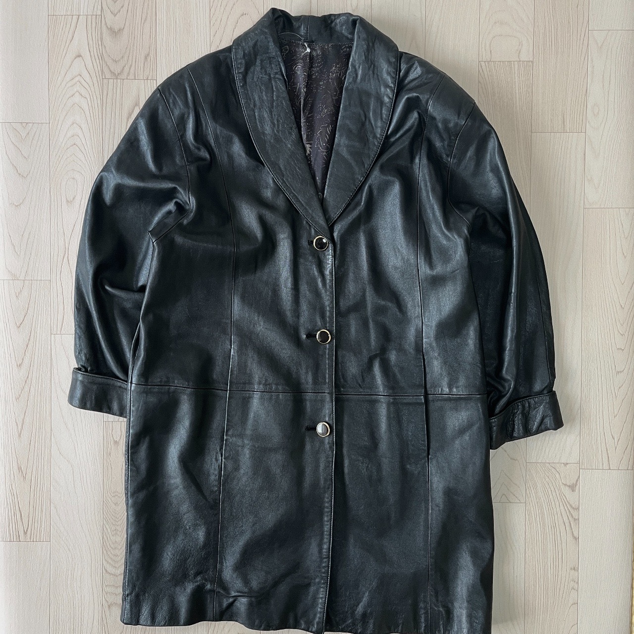 黑色意大利羊皮皮褸