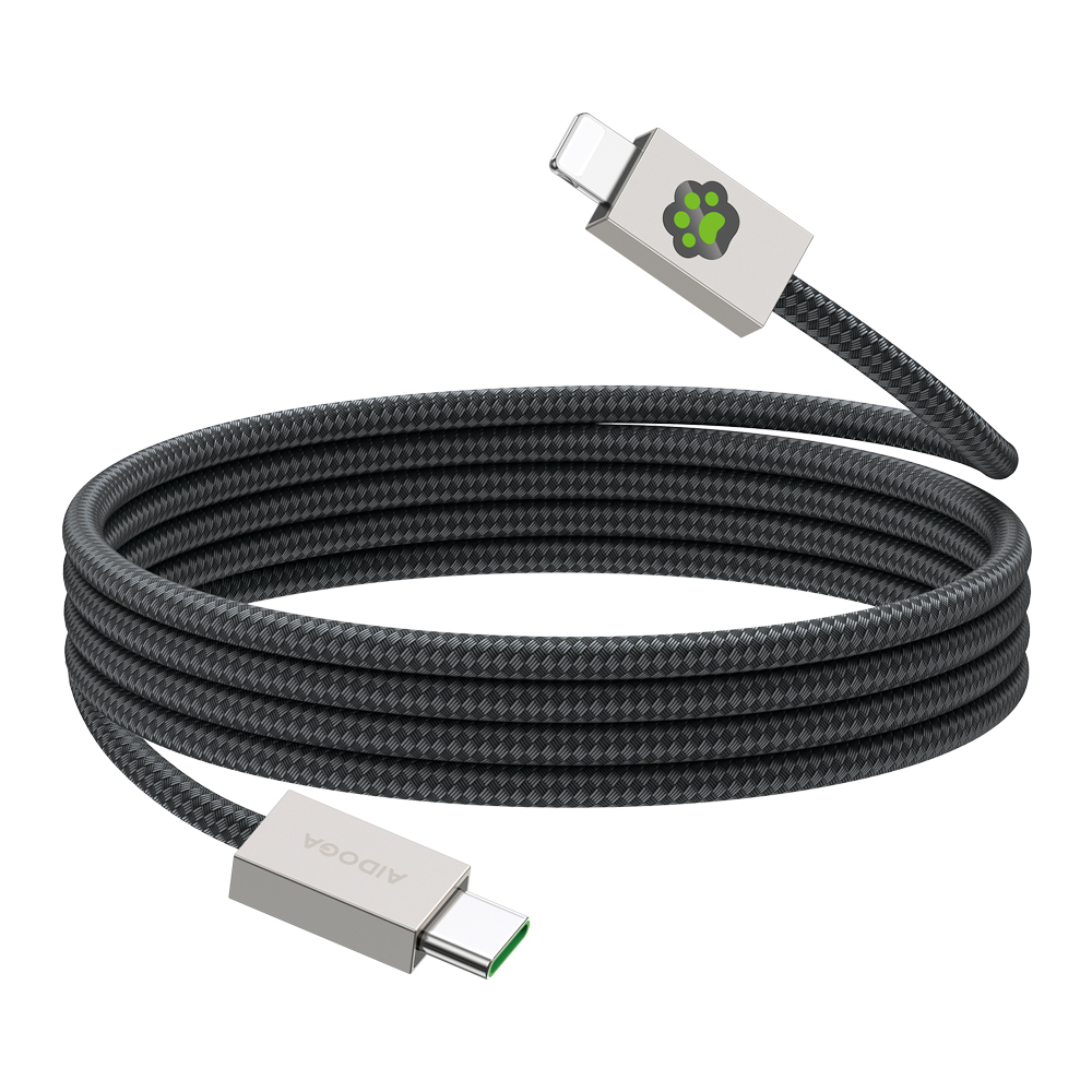 AIDOGA 艾迪伽 PD/Lightning/Type-C/iPhone快充線充電線傳輸線 LED呼吸燈 毛孩腳印 KevFur系列 1.2M