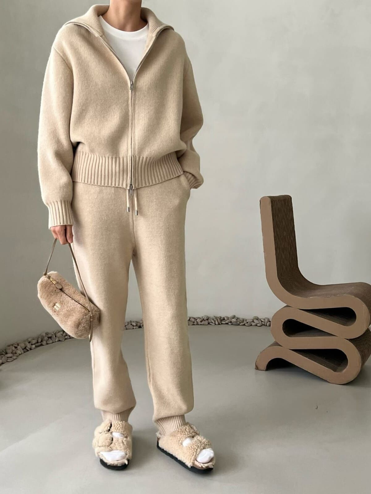 DM5329 雙拉鏈慵懶企領外套