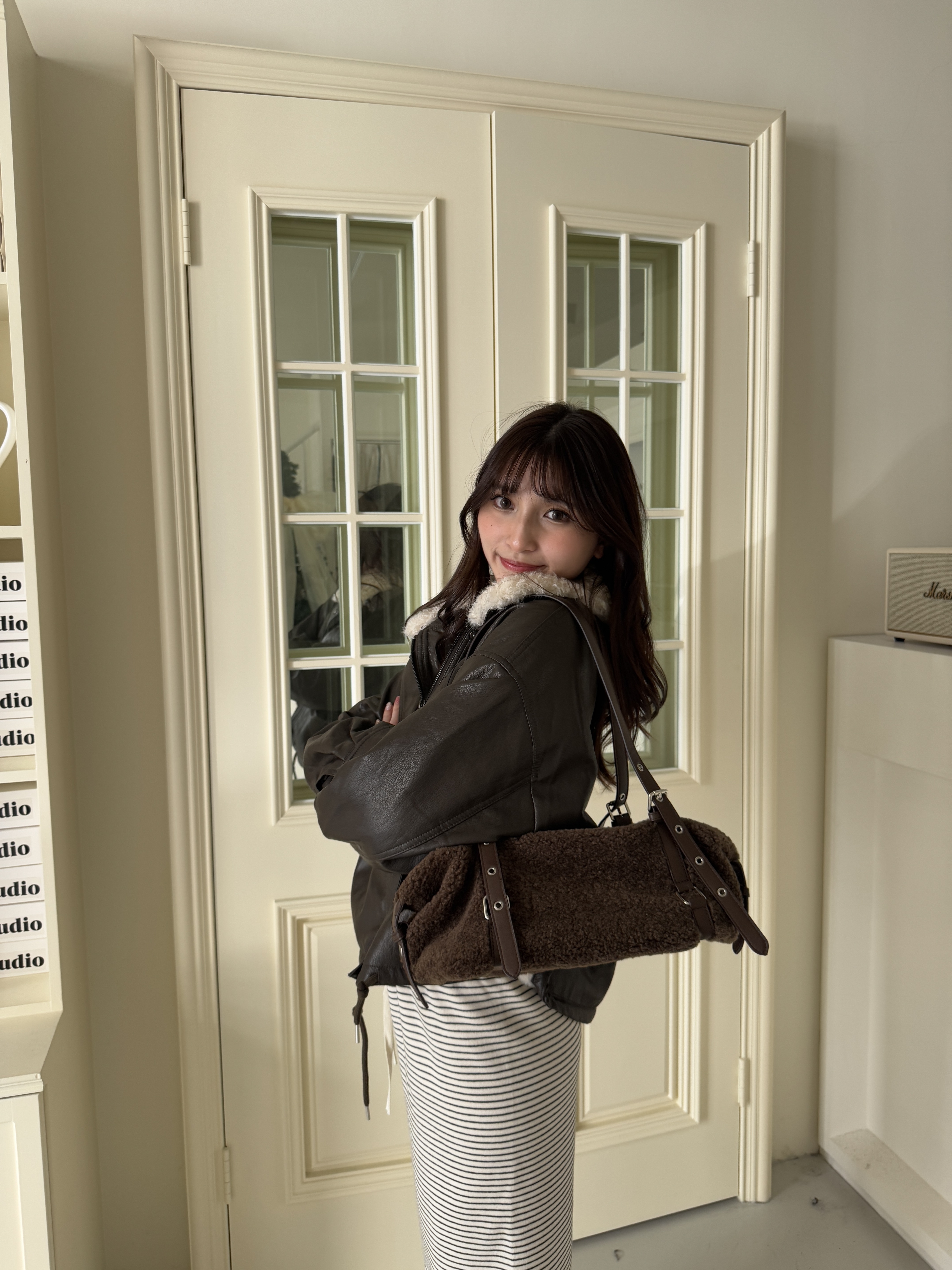 冬日羊羔毛肩背包