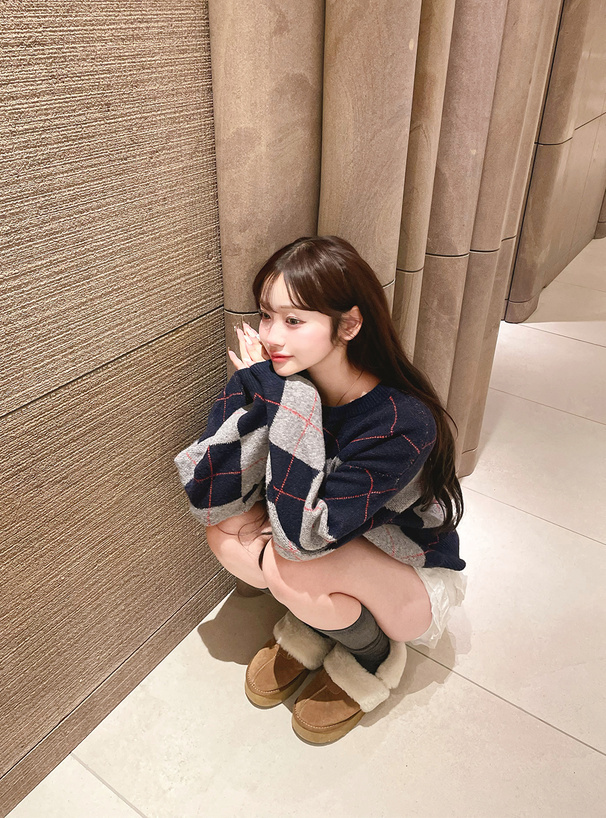 <衣櫃要換季嚕!>GRL 愛心菱格紋毛衣