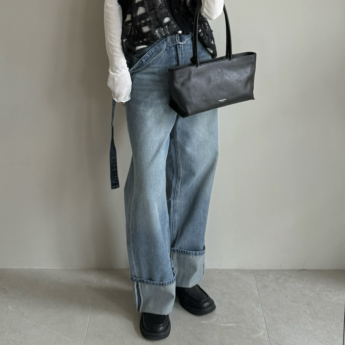 氧氣反摺寬版褲