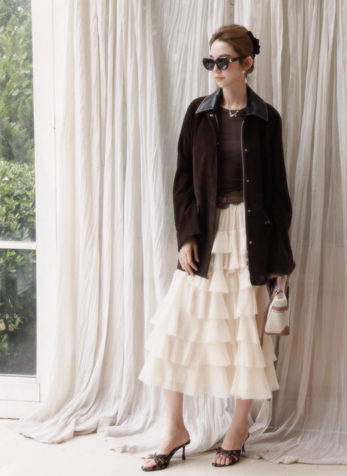 雲朵白鬆緊腰浪漫層次蛋糕裙長裙-S-L (Elegant & Love)