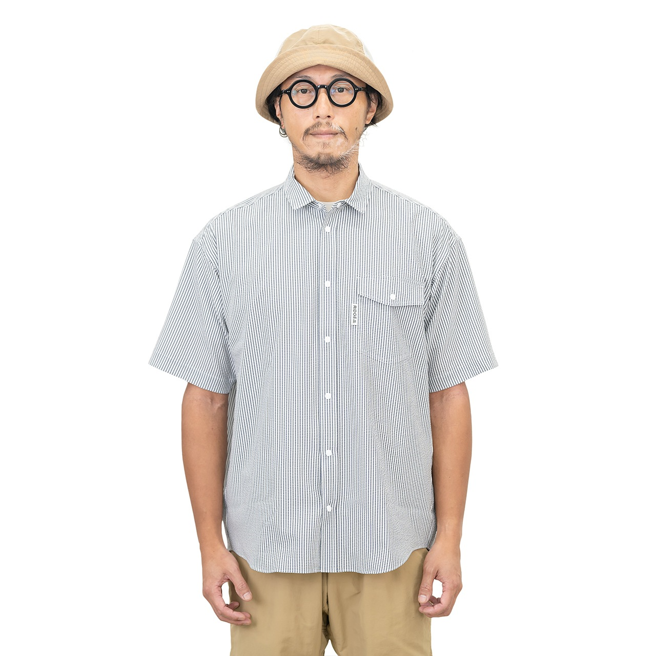 RIDGE MOUNTAIN GEAR BASIC S/S SHIRT STRIPE RIDSH005 GREY/WHITE