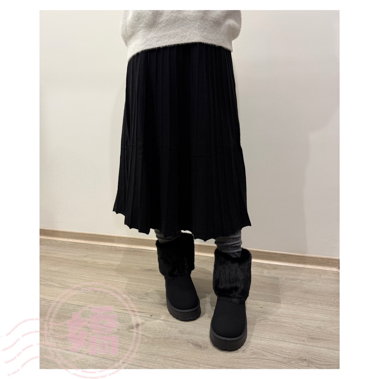 *T33082中筒毛毛厚底圓頭靴(米'棕'黑)(36'37'38'39'40'41'42'43'44)