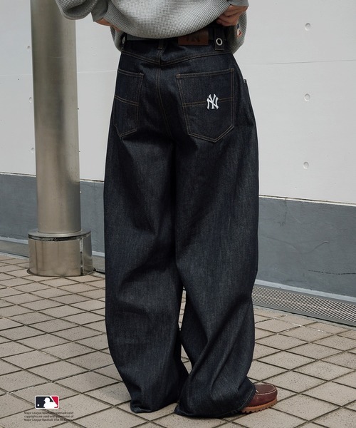 ⚾️ MLB 日本限定寬版刺繡牛仔褲