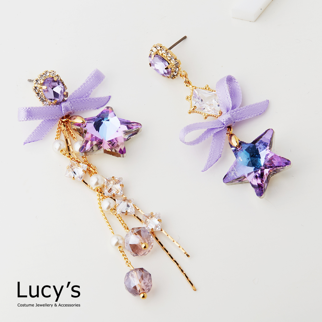 蝴蝶結少女星 耳環 (二色) (126561/126562)