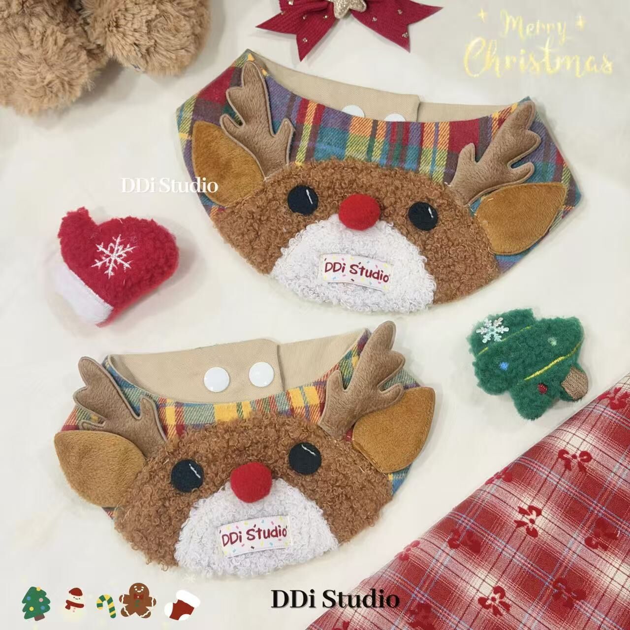 DDI 圣诞鹿 宠物口水巾