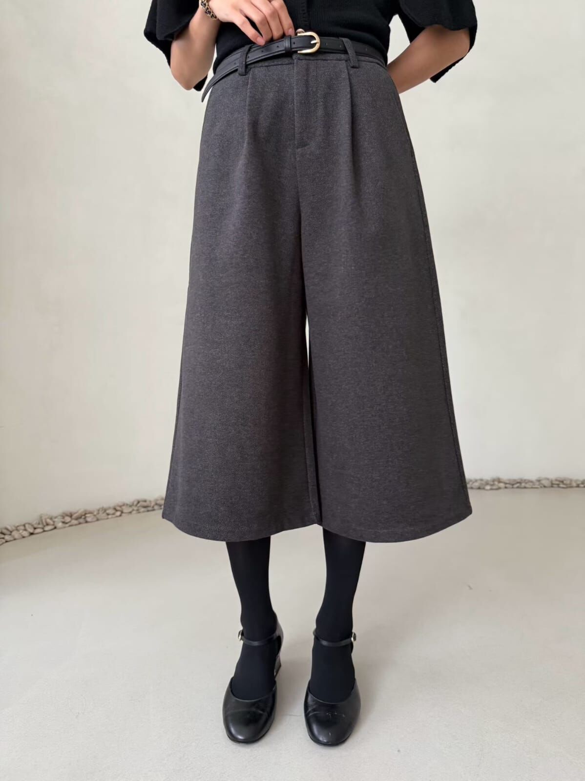 DM5343 後橡筋壓褶西裝棉7分褲