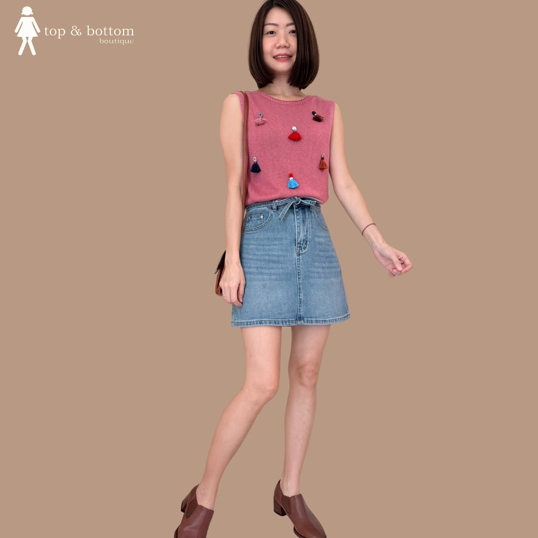 DENIM HIGH WAISTED SHORT SKIRT