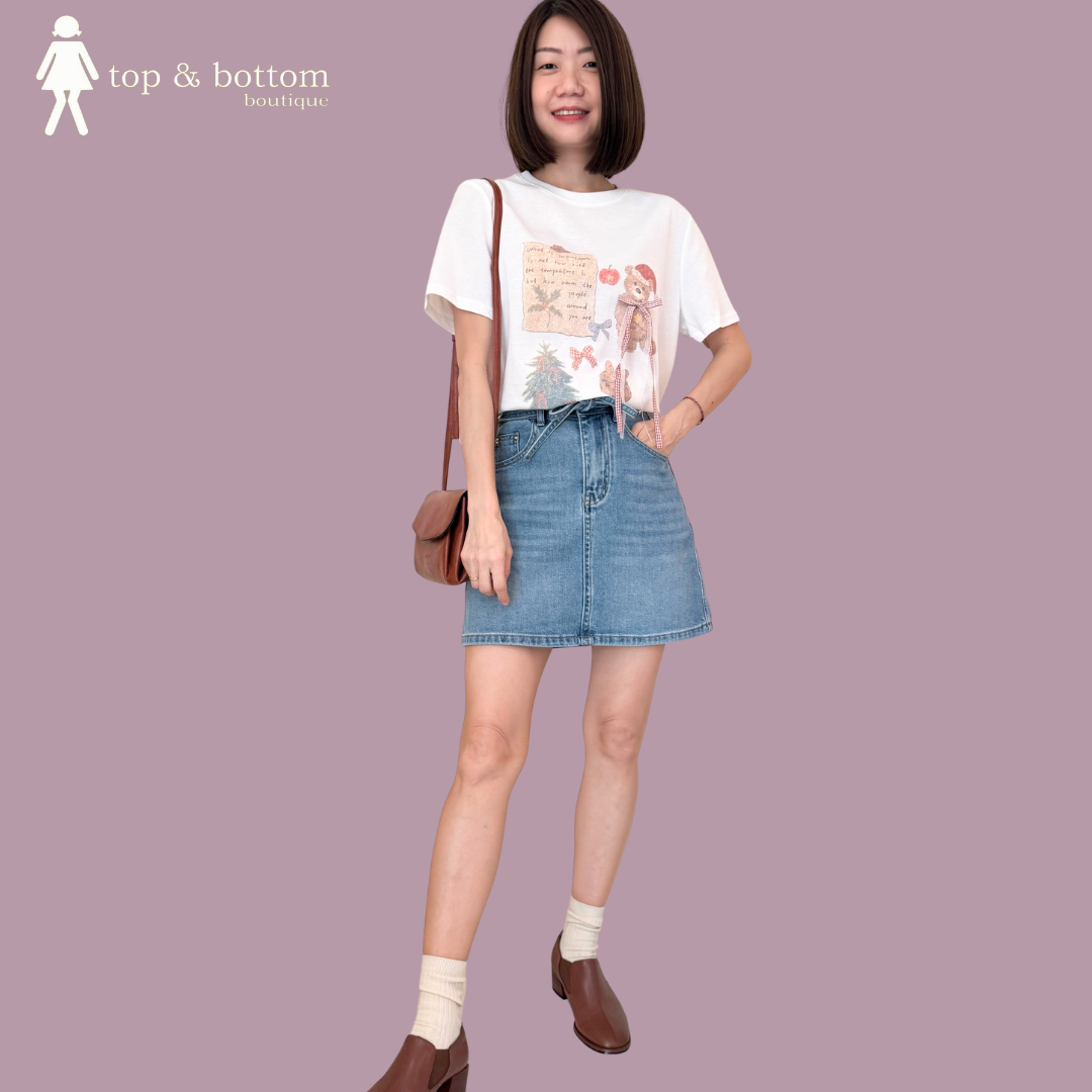 DENIM HIGH WAISTED SHORT SKIRT