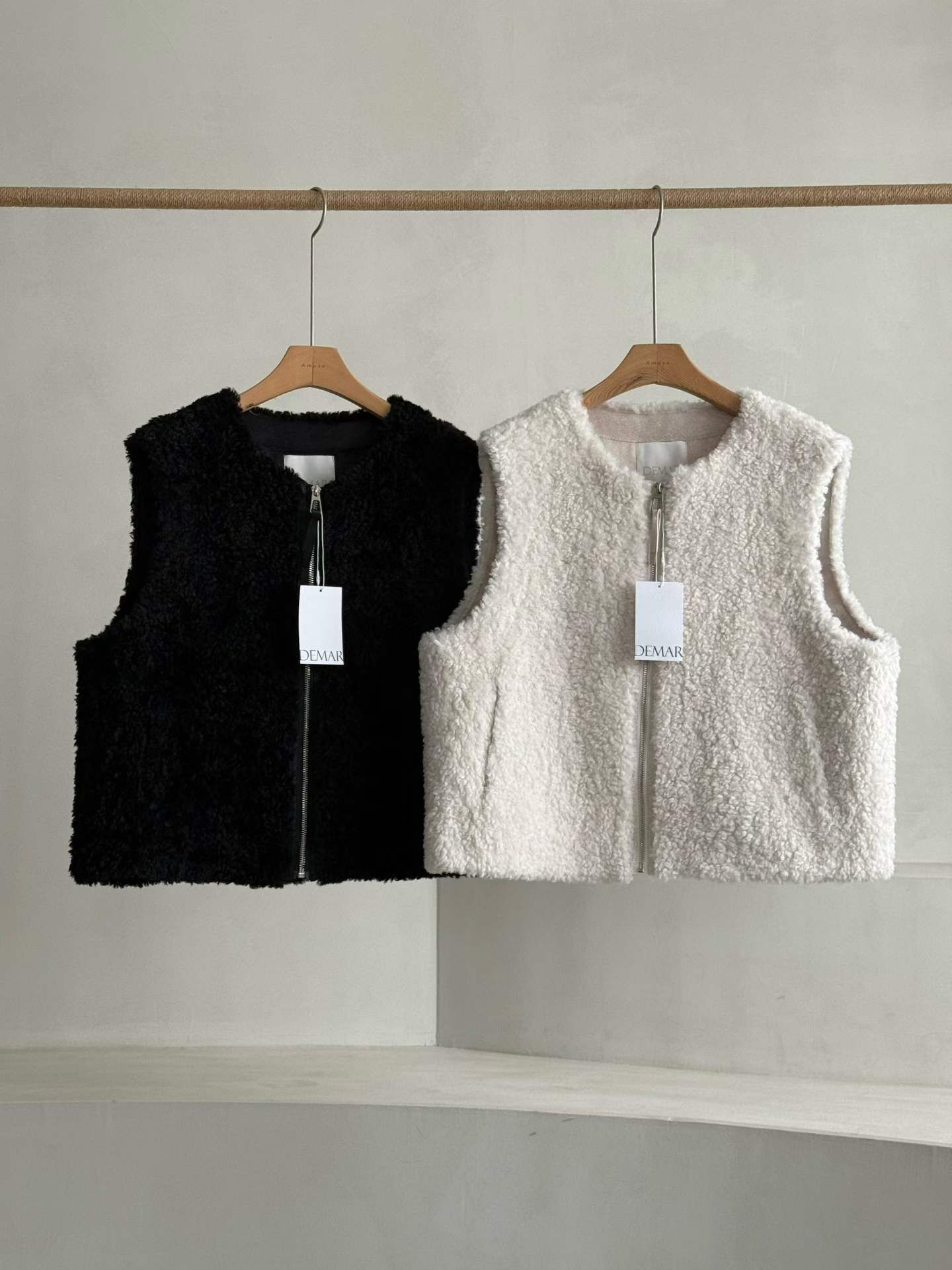 DM5345 羊羔毛拉鏈隱形口袋背心外套