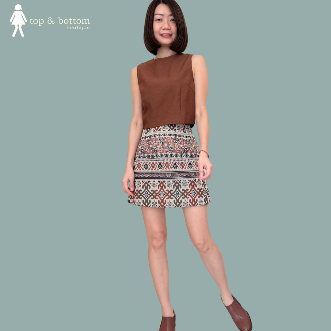 JACQUARD PRINT SHORT SKIRT