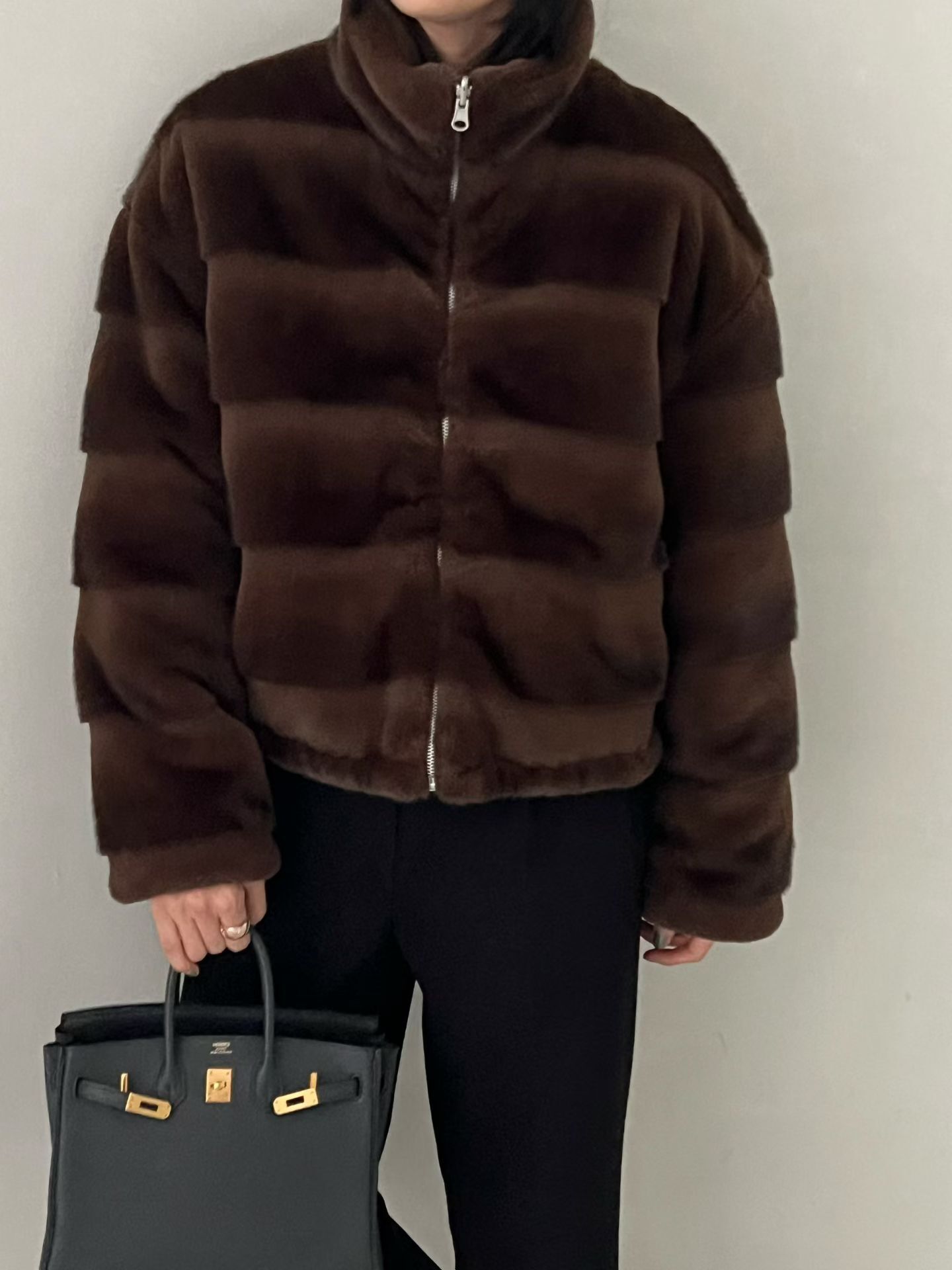 DM5350 兩著柔滑毛毛拉鏈企領外套