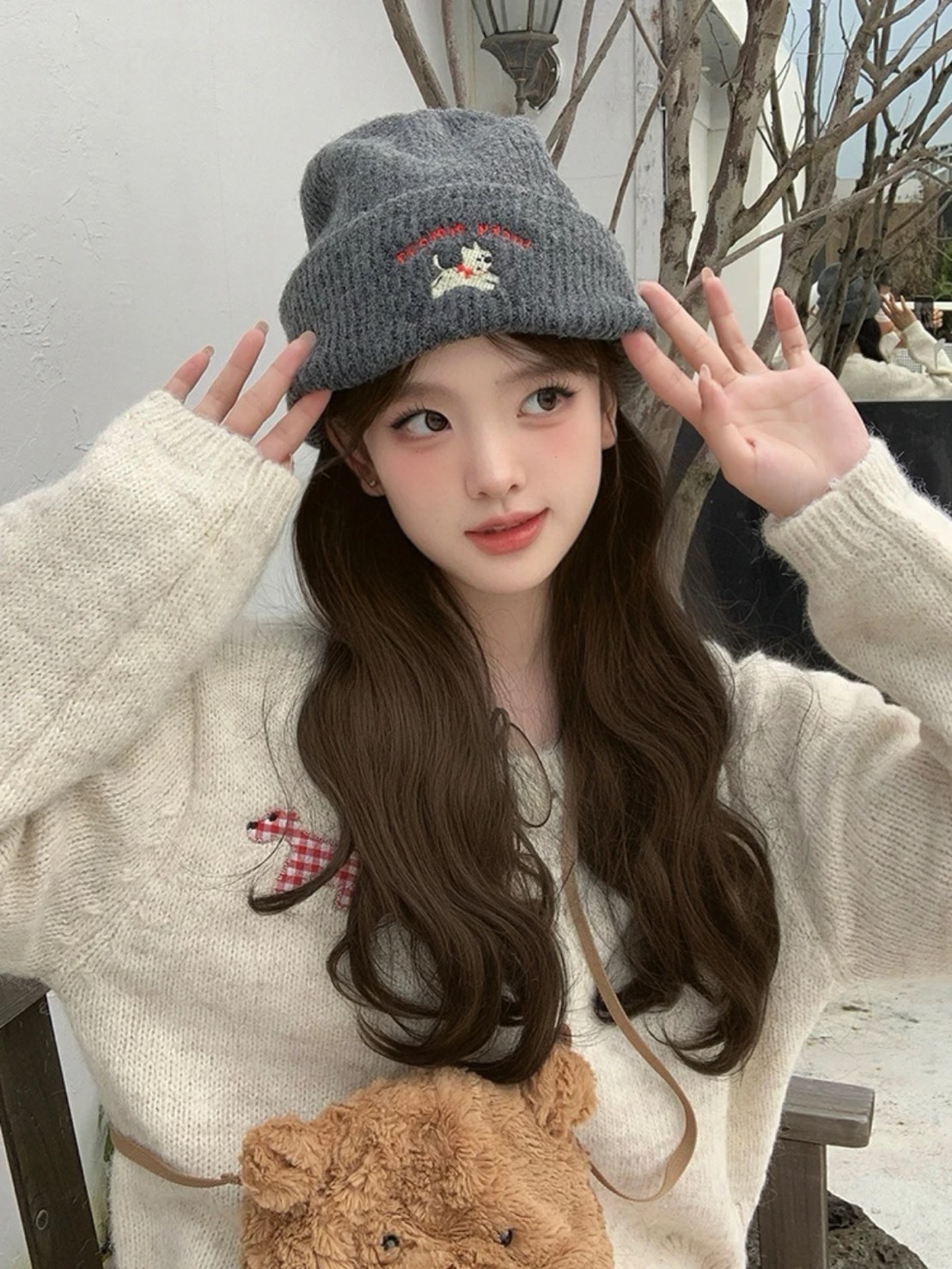 SLEEPYWALK 狗狗 刺繡 針織 毛帽