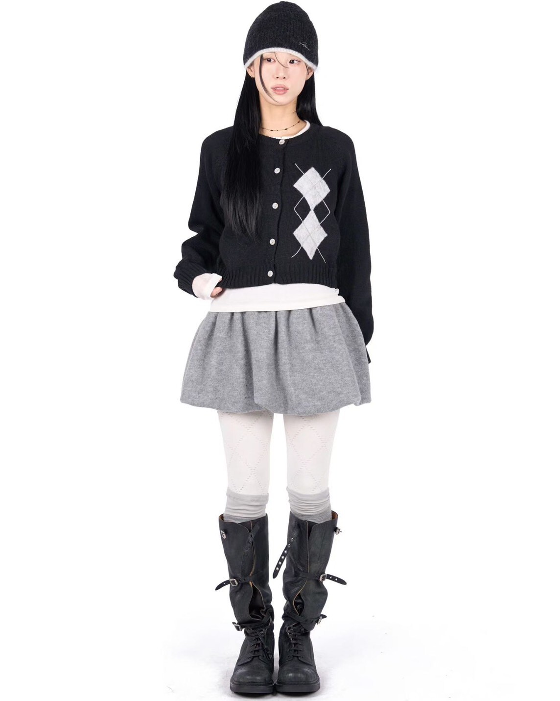 #AD46冬日花苞褲裙(灰/白/墨)