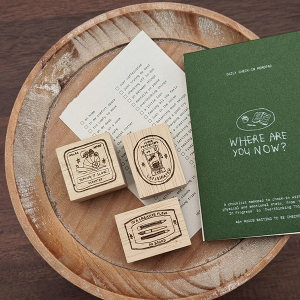 SOM x morning face．Check-In Postmark 系列 櫸木印章