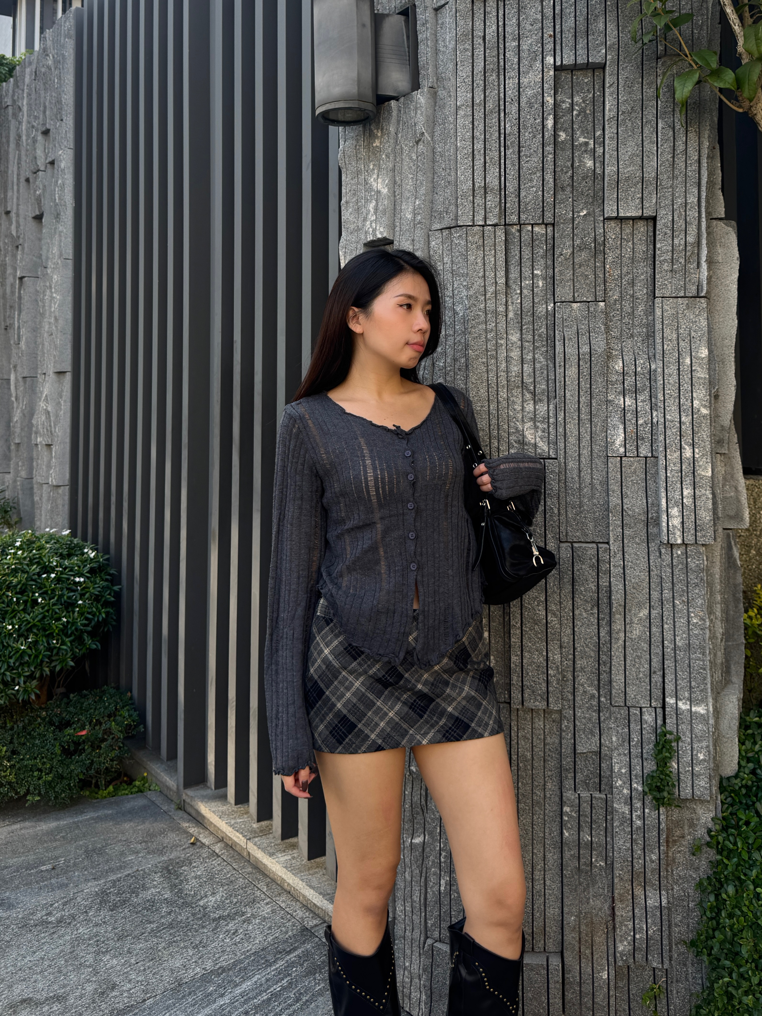 微透刷破坑條排扣上衣(3色)